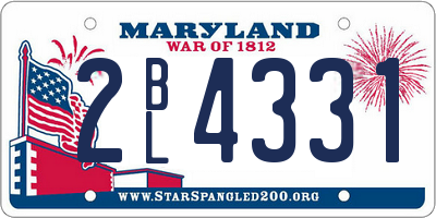 MD license plate 2BL4331
