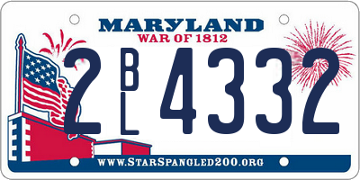 MD license plate 2BL4332