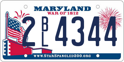 MD license plate 2BL4344