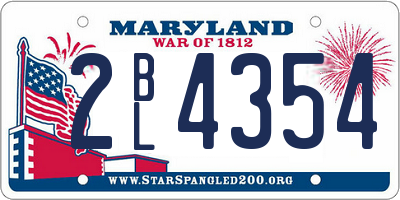 MD license plate 2BL4354