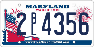MD license plate 2BL4356