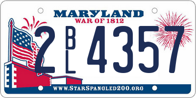 MD license plate 2BL4357