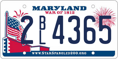 MD license plate 2BL4365