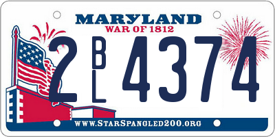 MD license plate 2BL4374