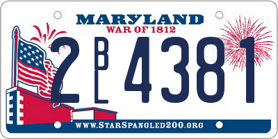 MD license plate 2BL4381