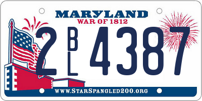 MD license plate 2BL4387