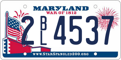 MD license plate 2BL4537