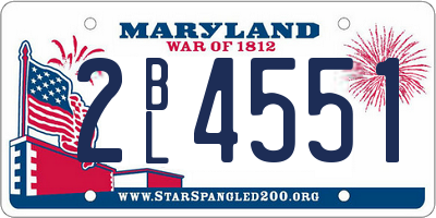 MD license plate 2BL4551