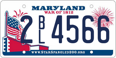 MD license plate 2BL4566