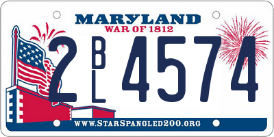 MD license plate 2BL4574