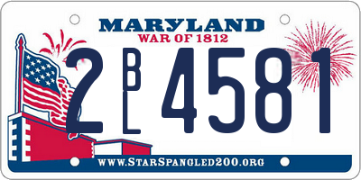 MD license plate 2BL4581