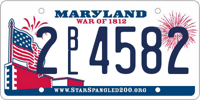 MD license plate 2BL4582