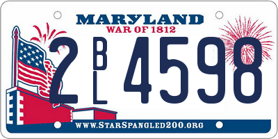 MD license plate 2BL4598