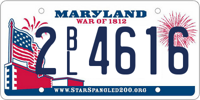 MD license plate 2BL4616