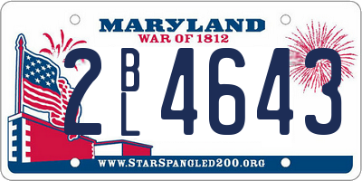 MD license plate 2BL4643