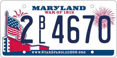 MD license plate 2BL4670