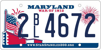 MD license plate 2BL4672