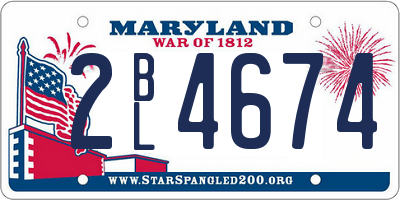 MD license plate 2BL4674