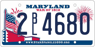 MD license plate 2BL4680