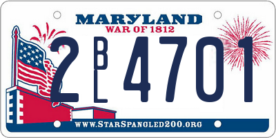 MD license plate 2BL4701