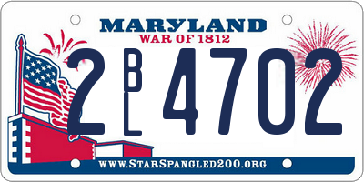 MD license plate 2BL4702
