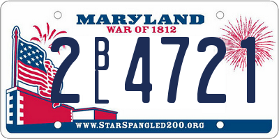 MD license plate 2BL4721