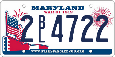 MD license plate 2BL4722