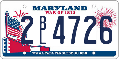 MD license plate 2BL4726