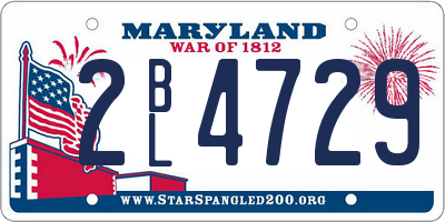 MD license plate 2BL4729