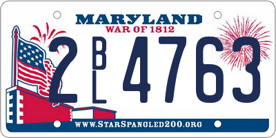MD license plate 2BL4763