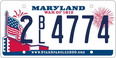 MD license plate 2BL4774