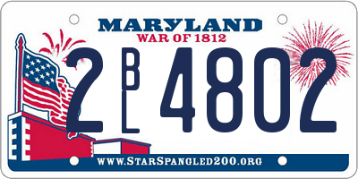 MD license plate 2BL4802