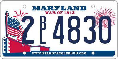 MD license plate 2BL4830