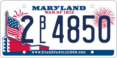 MD license plate 2BL4850