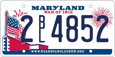MD license plate 2BL4852