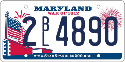 MD license plate 2BL4890