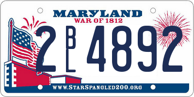 MD license plate 2BL4892