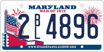 MD license plate 2BL4896
