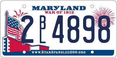 MD license plate 2BL4898