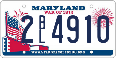 MD license plate 2BL4910