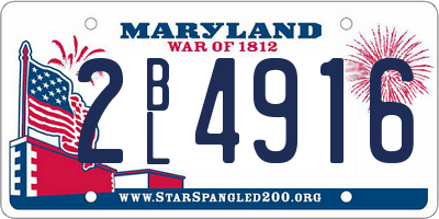 MD license plate 2BL4916