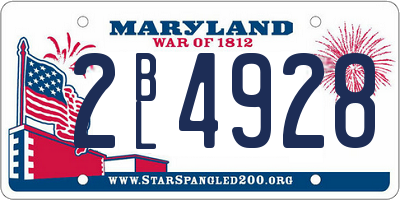 MD license plate 2BL4928