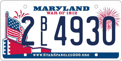 MD license plate 2BL4930