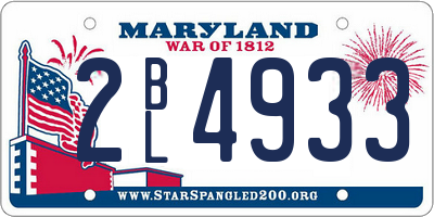 MD license plate 2BL4933