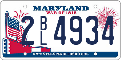 MD license plate 2BL4934