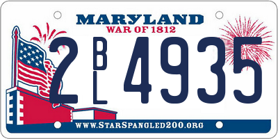 MD license plate 2BL4935
