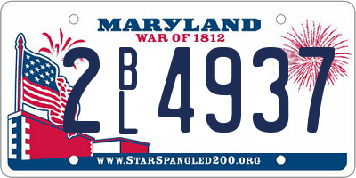 MD license plate 2BL4937