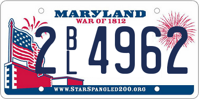 MD license plate 2BL4962