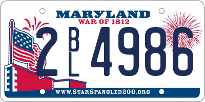 MD license plate 2BL4986