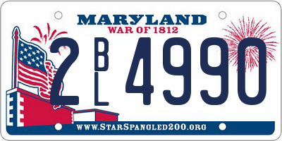 MD license plate 2BL4990